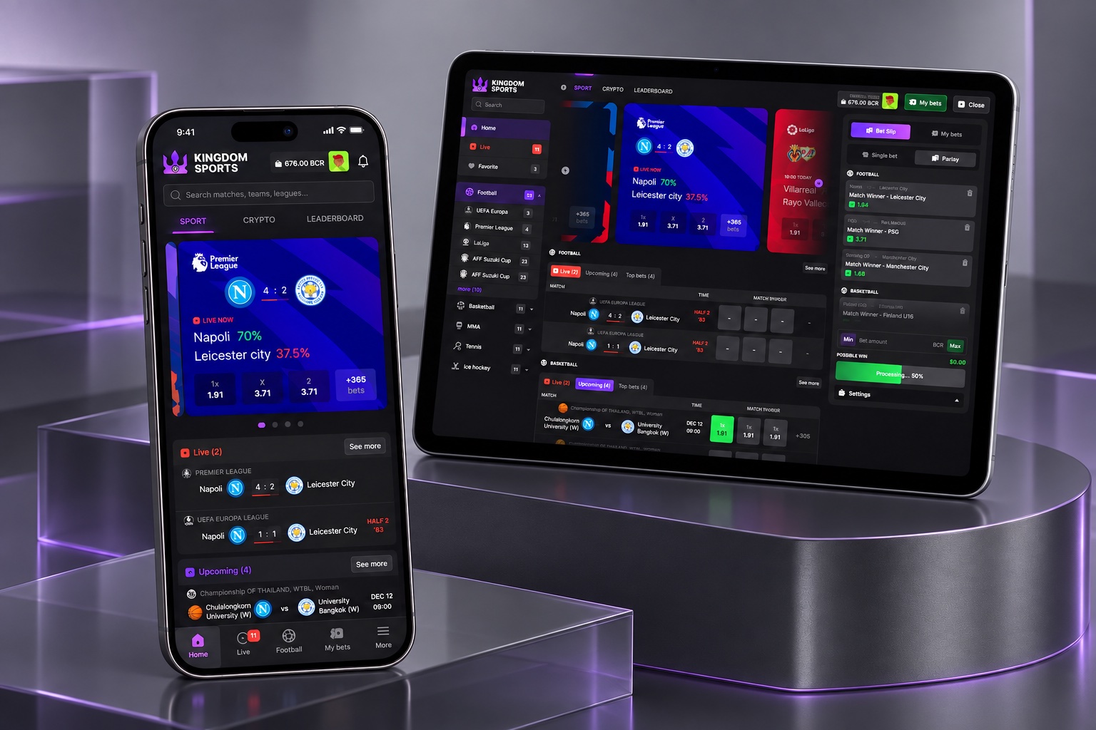 Kingdom Sports dashboard on tablet and mobile